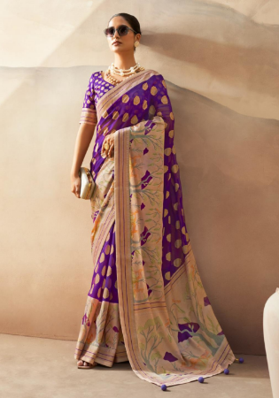 Picture of Excellent Georgette Purple Saree