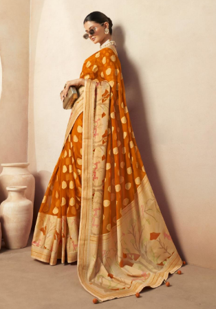 Picture of Resplendent Georgette Dark Golden Rod Saree