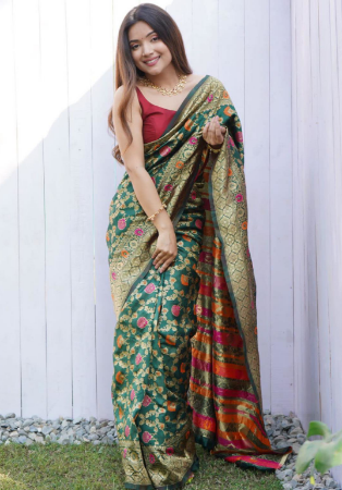 Picture of Statuesque Silk Medium Sea Green Saree