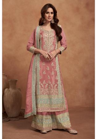 Picture of Chiffon Rosy Brown Straight Cut Salwar Kameez