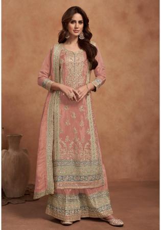 Picture of Chiffon Rosy Brown Straight Cut Salwar Kameez