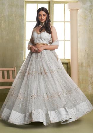 Picture of Elegant Net Silver Lehenga Choli