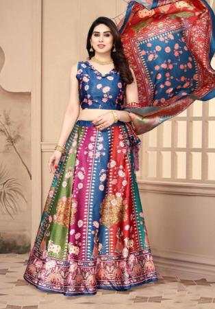 Picture of Fine Silk Dark Slate Blue Lehenga Choli