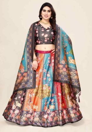 Picture of Fine Silk Dark Slate Grey Lehenga Choli
