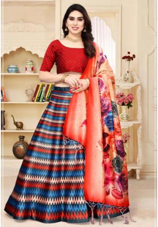 Picture of Excellent Silk Fire Brick Lehenga Choli