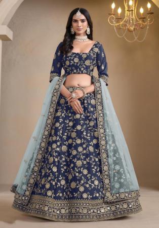 Picture of Resplendent Silk Navy Blue Lehenga Choli