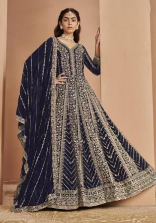 Picture of Georgette Dark Slate Grey Anarkali Salwar Kameez