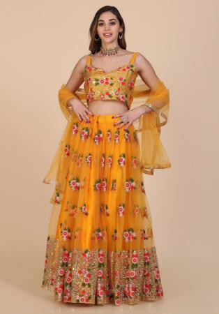 Picture of Wonderful Net Chocolate Lehenga Choli