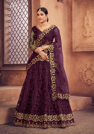 Picture of Graceful Net Purple Lehenga Choli