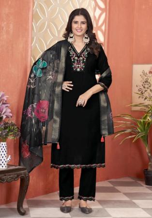 Picture of Elegant Silk Black Readymade Salwar Kameez