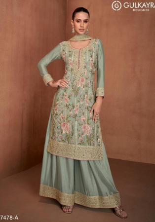 Picture of Classy Chiffon Grey Straight Cut Salwar Kameez