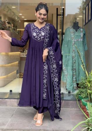 Picture of Admirable Chiffon Purple Readymade Salwar Kameez