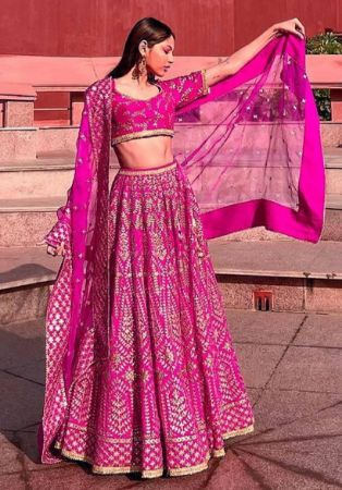 Picture of Appealing Net & Silk Deep Pink Lehenga Choli