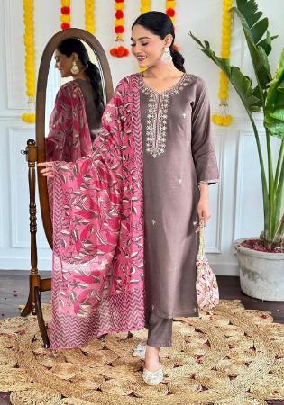 Picture of Pleasing Silk Dim Gray Readymade Salwar Kameez