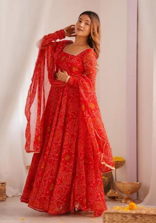 Picture of Graceful Georgette Fire Brick Readymade Salwar Kameez