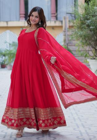 Picture of Sublime Georgette Dark Red Readymade Gown