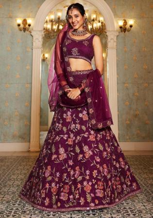 Picture of Stunning Georgette Maroon Lehenga Choli