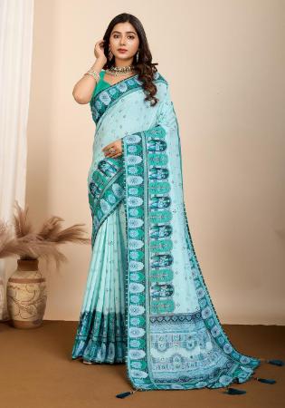 Picture of Charming Cotton Powder Blue Saree