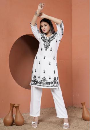 Picture of Wonderful Rayon White Kurtis & Tunic