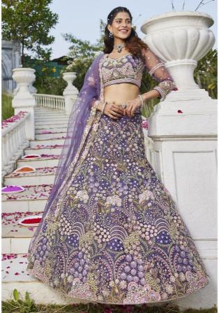 Picture of Ideal Net Purple Lehenga Choli