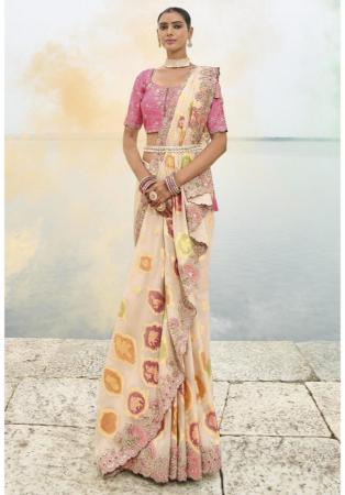 Picture of Comely Silk Pale Golden Rod Saree