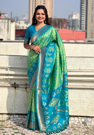 Picture of Fine Silk Medium Aqua Marine Saree