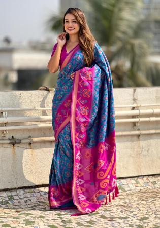 Picture of Ravishing Silk Light Steel Blue Saree