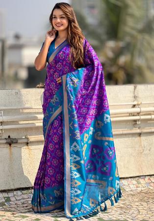 Picture of Delightful Silk Midnight Blue Saree