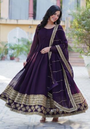 Picture of Classy Georgette Purple Readymade Gown