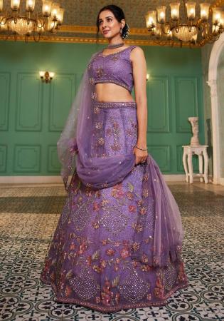 Picture of Superb Net Dim Gray Lehenga Choli