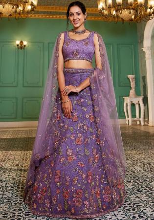 Picture of Pretty Net Dark Slate Blue Lehenga Choli