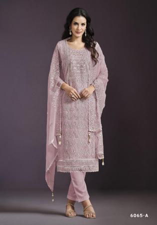 Picture of Chiffon & Silk Rosy Brown Straight Cut Salwar Kameez