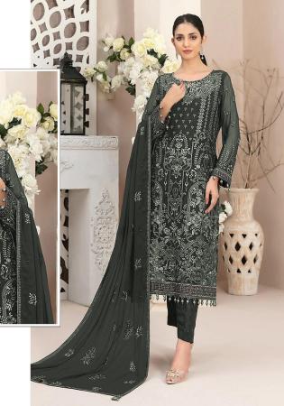Picture of Georgette Dark Slate Grey Straight Cut Salwar Kameez