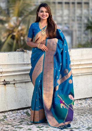 Picture of Resplendent Silk Teal Saree