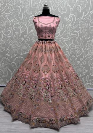 Picture of Gorgeous Net Rosy Brown Lehenga Choli