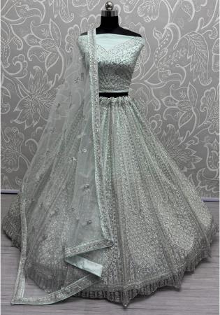 Picture of Wonderful Net Dark Sea Green Lehenga Choli