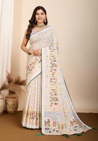 Picture of Well Formed Cotton Off White Saree