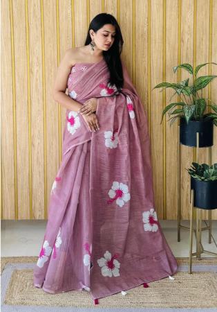 Picture of Exquisite Linen Plum Saree