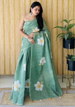 Picture of Sublime Linen Sea Green Saree