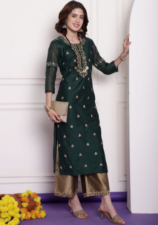 Picture of Chiffon & Net Dark Slate Grey Kurtis And Tunic