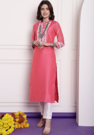 Picture of Chiffon & Net Pale Violet Red Kurtis And Tunic