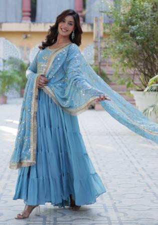 Picture of Amazing Georgette Dark Slate Blue Readymade Gown