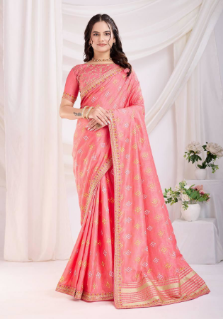 Picture of Grand Silk Light Coral Saree