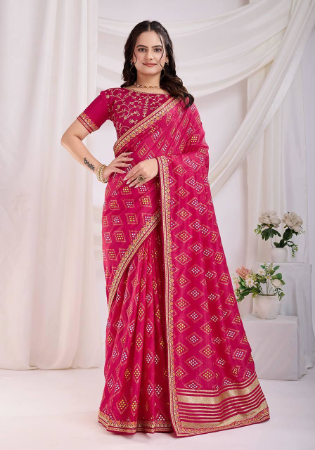 Picture of Amazing Silk Medium Violet Red Saree