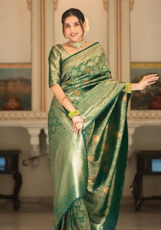 Picture of Resplendent Silk Dark Olive Green Saree