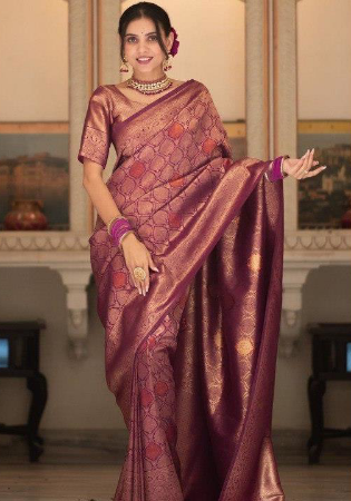 Picture of Beauteous Silk Indian Red Saree