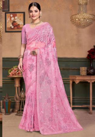 Picture of Magnificent Silk & Organza Rosy Brown Saree