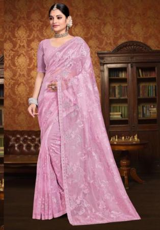 Picture of Wonderful Silk & Organza Plum Saree