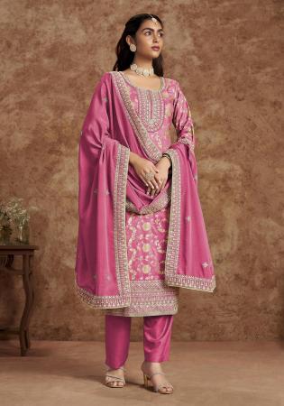Picture of Charming Silk Light Coral Straight Cut Salwar Kameez