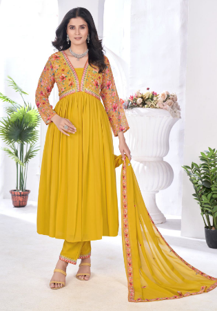 Picture of Graceful Georgette Golden Rod Readymade Salwar Kameez